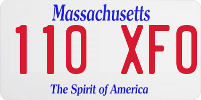 MA license plate 110XF0