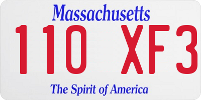 MA license plate 110XF3