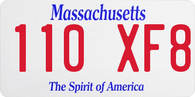 MA license plate 110XF8