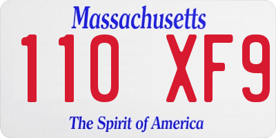 MA license plate 110XF9