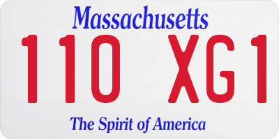MA license plate 110XG1