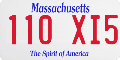 MA license plate 110XI5