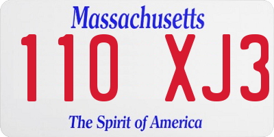 MA license plate 110XJ3