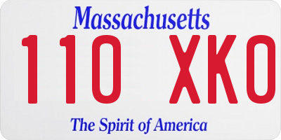 MA license plate 110XK0