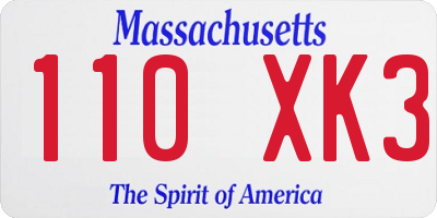 MA license plate 110XK3