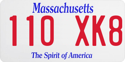 MA license plate 110XK8