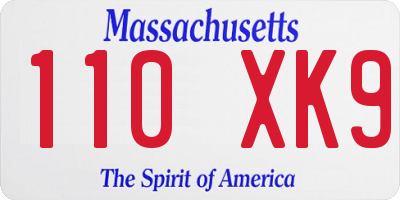 MA license plate 110XK9