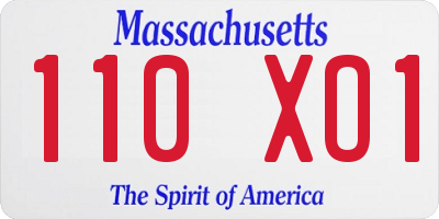 MA license plate 110XO1