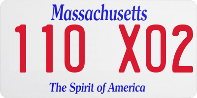 MA license plate 110XO2
