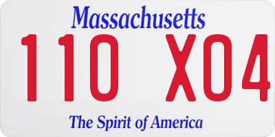 MA license plate 110XO4