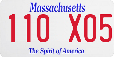 MA license plate 110XO5