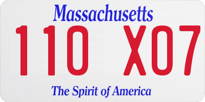 MA license plate 110XO7