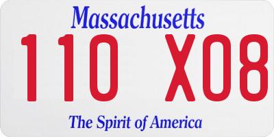 MA license plate 110XO8