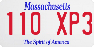 MA license plate 110XP3