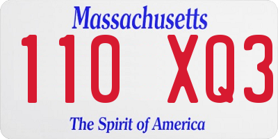 MA license plate 110XQ3