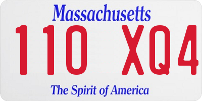MA license plate 110XQ4