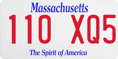 MA license plate 110XQ5