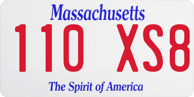 MA license plate 110XS8