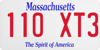 MA license plate 110XT3