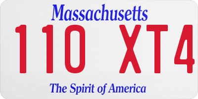 MA license plate 110XT4