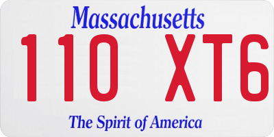 MA license plate 110XT6