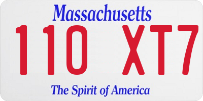 MA license plate 110XT7