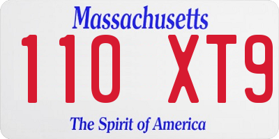 MA license plate 110XT9