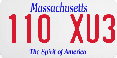 MA license plate 110XU3