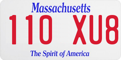 MA license plate 110XU8