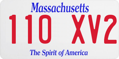 MA license plate 110XV2