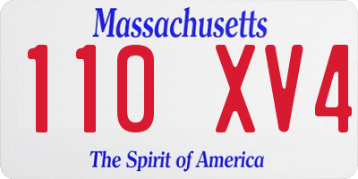 MA license plate 110XV4