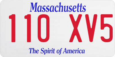 MA license plate 110XV5