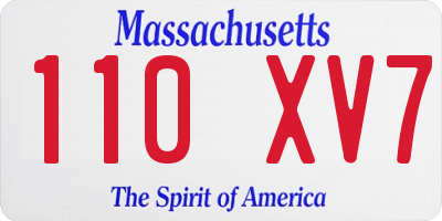 MA license plate 110XV7