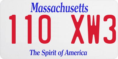 MA license plate 110XW3