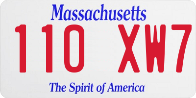 MA license plate 110XW7