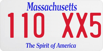 MA license plate 110XX5
