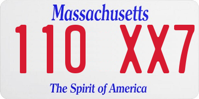 MA license plate 110XX7