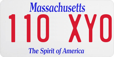 MA license plate 110XY0