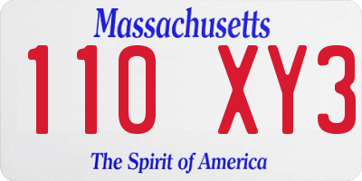 MA license plate 110XY3