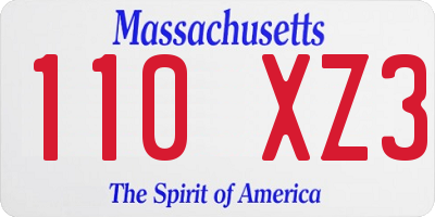 MA license plate 110XZ3