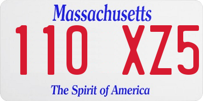 MA license plate 110XZ5