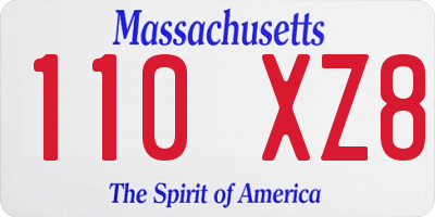 MA license plate 110XZ8