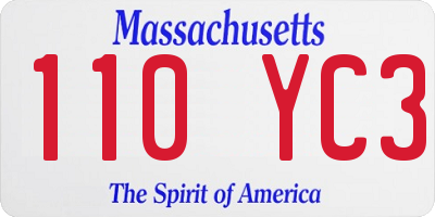 MA license plate 110YC3
