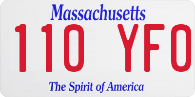 MA license plate 110YF0