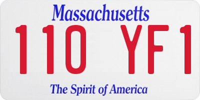 MA license plate 110YF1