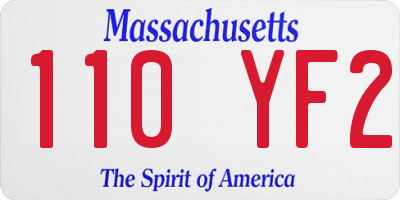 MA license plate 110YF2