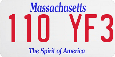 MA license plate 110YF3