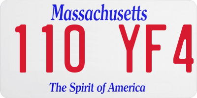 MA license plate 110YF4