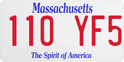 MA license plate 110YF5
