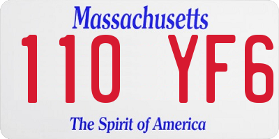 MA license plate 110YF6